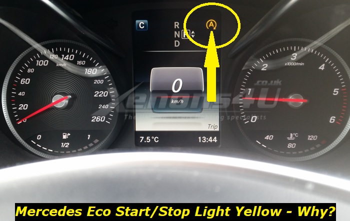 mercedes eco-start stop yellow